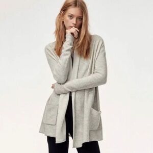 Aritzia Babaton Light Gray Open Front Cardigan